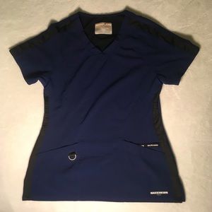 Skechers by Barco Navy Blue and Black Scrub Top